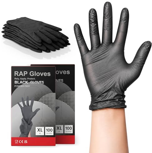 Black Vinyl Gloves XL Size Pack of 200 Powder-Free Disposable Gloves for Catering, Maintenance, Janitorial & Food Service Industrial Work Durable Protection Gloves.