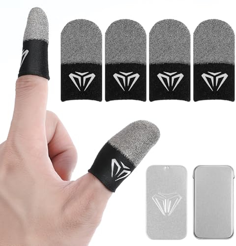Gjinxi Gaming fingerärm 4 gamer thumb sleeves halkfria sidenmobil spelhandskar fingerlingar silverfiber pekskärm tumärmar fingerskydd tumskal för mobiltelefon spel B