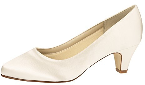 Rainbow Club Scarpe da Sposa Megan - Décolleté da Donna Avorio/Crema, con Comoda Imbottitura, semplici, Tacco a Imbuto, in Raso, Misura 38.5 (UK 5.5)