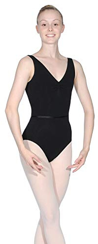 Capezio Ca1Ev 126 - Leotardo sin Mangas con pellizco de la colección Front Class, Color Negro, Talla L