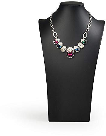 Oirlv Black Leatherette Necklace Pendant Chain Jewelry Bust Display Holder Stand (H15.34)
