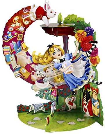 SANTORO Pendolo, Biglietto D'Auguri Pop-Up 3D - Alice Nel Paese Delle Meraviglie - Per Bambini, Per Ragazze, Per Lei, Compleanno