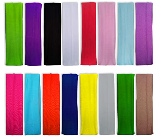 Lot de 16 Bandeaux de Sport élastiques antidérapants, colorés, Unisexes Bandeaux de Fitness colorés, pour la Course, Le Cyclisme, Le Yoga, Le Tennis