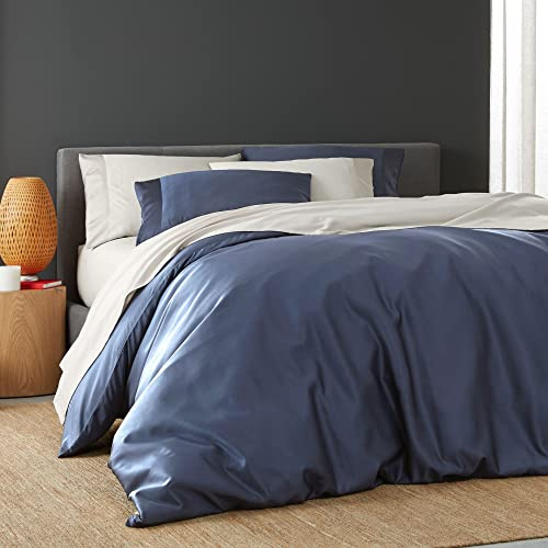 DOZ Duvet Cover Set, 100% Viscose derived from Bamboo, Organically Grown, Buttery Soft, Cooling Duvet Covers, High GSM, 1 Duvet Cover and 2 Pillowcases, 90x90 (Sapphire, Full/Queen)