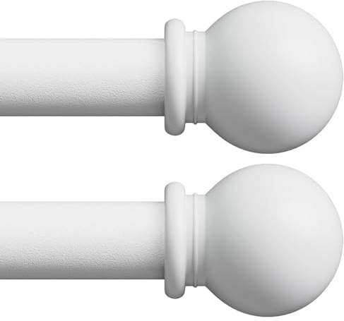 2 Stück gardinenstange weiß 71-300 cm, wandmontage gardinenstangen set mit Halterungen, Dekorativ 16mm weiss matt gardinenstange 3m lang