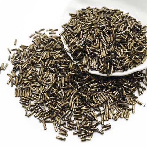 1440 Pcs Colored Glass Twisted Bugle Beads, 2×6mm Tube Beads for Jewelry Making, Earring, Necklace, Bracelet, Waist, Clothing Accessories (Coffee Color)