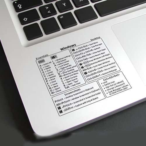 Keyboard Shortcut Stickers, Shortcut Key Sticker Adhesive Sticker Accessories, Shortcut Key Tips Waterproof Computer Sticker Laptop Desktop Keyboard Stickers (Windows*2)