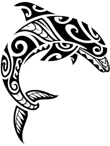 x3 Petit Tatouage Éphémère Dauphin Maori - 1 lot de 3 Feuilles de tatouages temporaires Polynésien | Bras, épaule, cou, cheville, main, jambe | Noir | Homme, femme - TATTOO YOUR STYLE