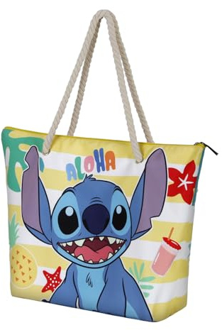 Disney-Bolsa de Playa Soleil, 52 x 37 cm, Multicolor Stitch