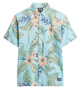 Superdry Herren Hawaii-Hemd Eden Hawaii Blau L