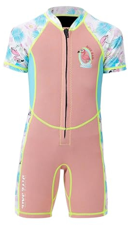 Maeau Kids Shorty Wetsuit 2mm Neoprene Swimsuit Full Length Boys Girls One Piece Swimwear Rash Guard Sun Protection Beachwear for Diving Snorkelling Surfing