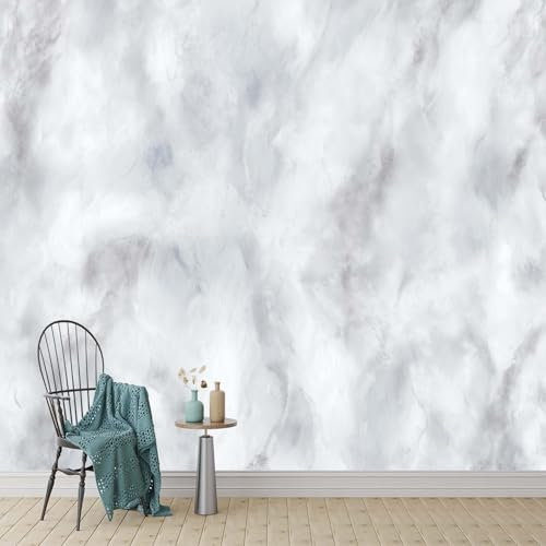 Marble Wall Mural - 350 x 256 cm Light Gray Photo Wallpaper for Boys' Bedroom, Living Room, Playroom, Nursery, Teen Room, Kids' Photo Mural Wall Art