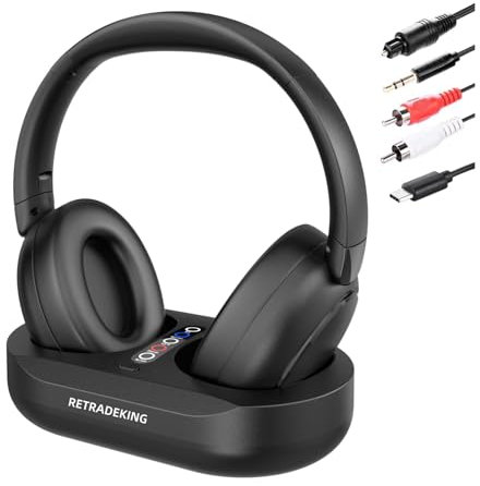 Auriculares Inalámbricos para TV con Base de Carga, Supraurales para Personas Mayores, Bluetooth con 50 Horas de Duración, Negro