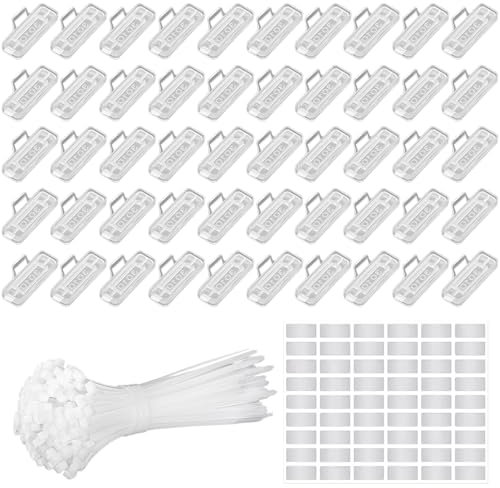 KASURE 50 Kabeletiketten Box (30×10mm) mit 50 Nylon Kabelbinder und 50 Haftnotizen,Transparente Wasserdichtes Kabel Beschriftung,Kabelkennzeichnung für Kabelsortierung und Kabelmanagement