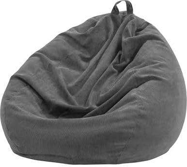 PORFOYO Silla puf para niños y adultos, solo funda (sin relleno), puf para videojuegos, funda para sofá de peluche, gris oscuro, 85 x 110 cm