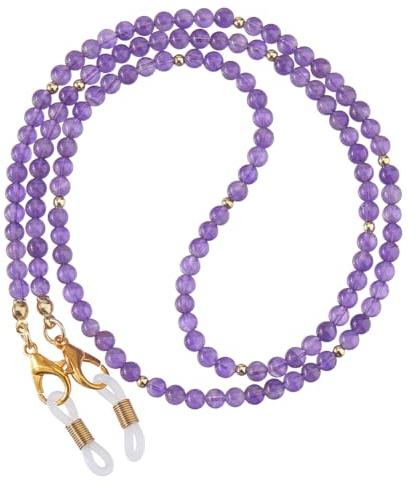 SUPERFINDINGS Chaîne De Lunettes À Perles 70cm Élégante Porte Lunettes En Pierres Naturelles Pour Hommes Et Femmes Avec Attache Homard Et Élastique