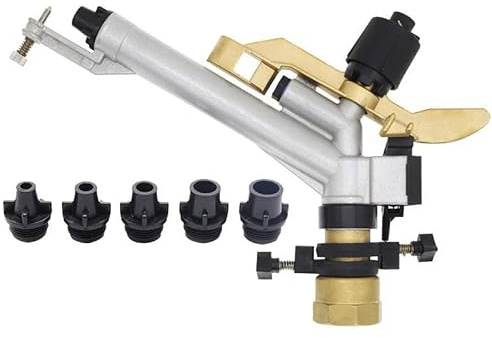 Arroseur à bras oscillant, buse de pulvérisation agricole avec 5 embouts interchangeables (8-16 mm), filetage de 3,8 cm pour ferme, irrigation de verger, portée de 16 à 30 m, pression de 0,15 à 0,5
