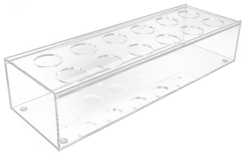 Parliky Jarrón Rectangular Acrílico Transparente 30x10x6,5 Cm 12 Agujeros, Porta Ramos Pequeños para Decoración Boda y Centro de Mesa Comedor Elegante