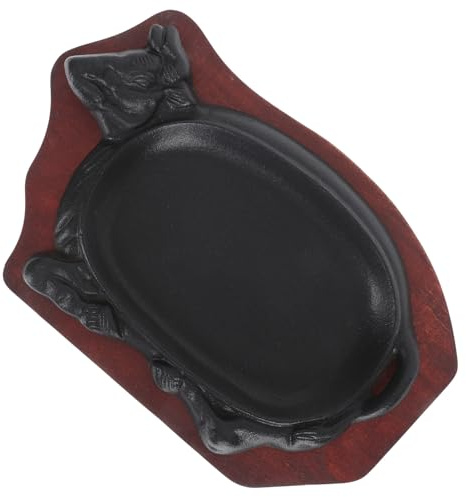 Hemobllo 1set Piastra in Ghisa per Bistecche Padella Teppanyaki Antiaderente per Grigliate Uniformi Design Compatto per Uso Domestico e Regalo Originale