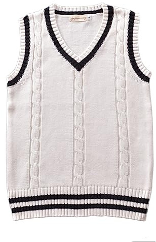 Men Women Knitted Cotton V-Neck Vest JK Uniform Pullover Sleeveless Sweater School Cardigan