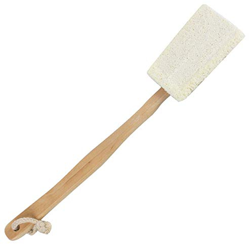 Lezed Luffa Bürste für Baden Luffa Badbürste Duschbürste Luffaschwamm Luffa Rückenbürste Massagebürste Natur Luffa Körperbürste mit Holzgriff für Haushalt, Bad und Dusche, abnehmbar