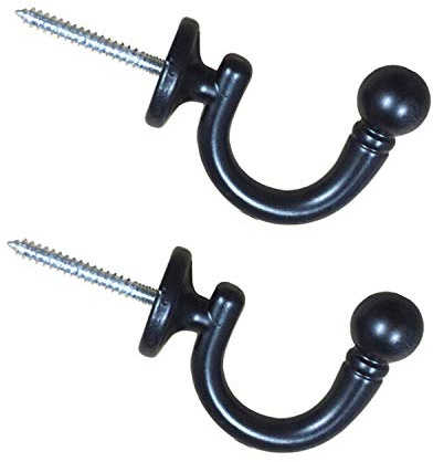 SENGLIDA Lot de 2 embrasses de rideau à tête ronde - Support mural à pompons - Noir