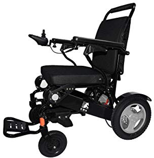 KWK Heavy Duty (180KG/28ST Carrying Capacity) Foldable Lightweight (28.50KG/4.5ST) Electric Wheelchair D09 (Black)