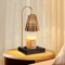 OKYUK Candle Warmer Lamp Compatible with Jar Candles Vintage Electric Candle Lamp Dimmable Candle Melter Top Melting for Scented Wax，Wooden Base with Glass Lampshade, with 2 Bulbs (Smoke Gray)
