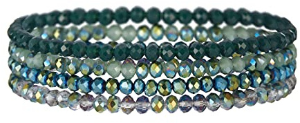 FULU AUTUMN Bracelet Boheme en Perles pour Femme Bracelet de Perle Cristaux Elastique Multicouches Bijoux Fantaisie Cadeau pour Femme(Green)