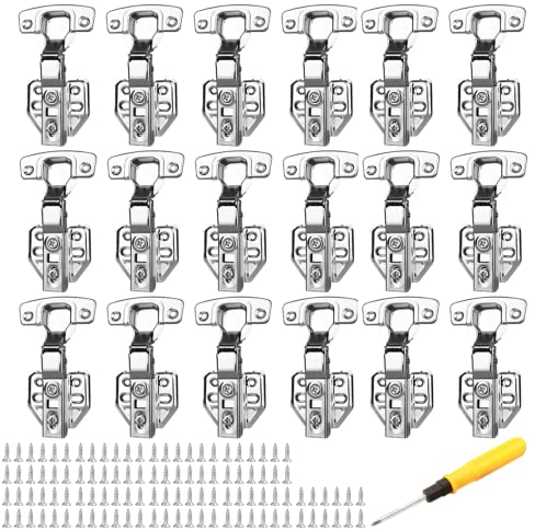 Kitchen Cupboard Hinges 18 PCS 110 Degree Soft Close Hinges Full Overlay Kitchen Door Hinge Stainless Steel Kitchen Cupboard Hinges Soft Close Hinges for Kitchen Cupboards with Screws Screwdriver