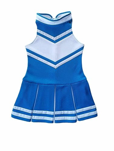 Total 2550 Little Girls' Children Kids Dress Cheerleader Uniform Cheerleading Halloween Costume Medium Blue/White (S / 3-5)