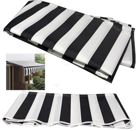 Tela de Repuesto para Toldo de Terraza Retráctil (sin Marco) Cubierta de Toldo para Sombrilla de Tela 100% Poliéster de 280g Dosel Impermeable para Patio Al A(Size:2.5x2m,Color:Rayas Blancas Negras)