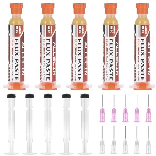 ALLECIN 5 Pièces Flux de Soudure 10mL Sans Plomb Flux de Pâte à Braser 10CC Pâte à Souder à Flux Solder Flux Paste AEC-808 pour Réparation Électronique
