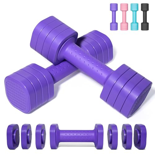 Passer 4,54 KG Juego de Pesas de Mano Ajustables, 4 en 1 Juego de Mancuernas para Mujeres Hombres Juego de Mmancuernas Ajustables para Entrenamiento de Fuerza en Casa - Morado