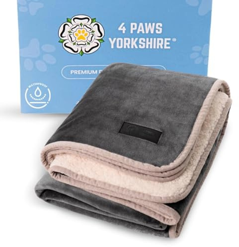 4 PAWS YORKSHIRE | 100% Waterproof Dog Blanket | 100x127 | Washable | Easy Clean, Durable, Soft Pet & Puppy Blanket | Waterproof Dog Blanket To Protect Your Sofa, Bed & Car | Yorkshire Brand