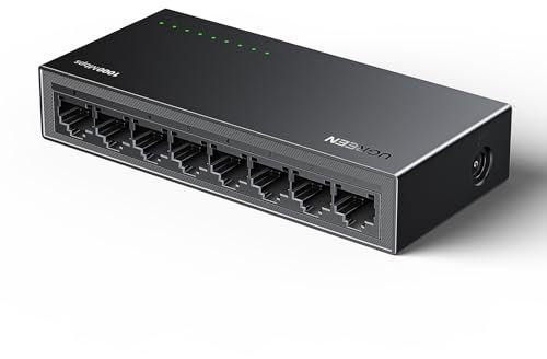 UGREEN Switch Ethernet 8 Puertos Conmutador de Red LAN Splitter Gigabit Velocidad de 10/100/1000 Mbps, Ajuste Dúplex, Plug and Play, Hub RJ45 para TV/Portátil/Enrutador/Monitor