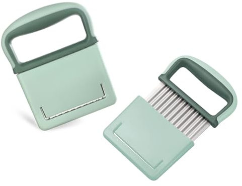 DOETYD Potato Crinkle Cutter Stainless Vegetable Chipper Wavy Knife Slicer (Green)