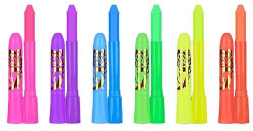 Greethga 12er Pack Set Kit Leuchten im Dunkeln Gesichts- und Körperfarben Neon UV Fluoreszierende Wachsmalstifte Make-Up Set Kit für Kinder und Erwachsene