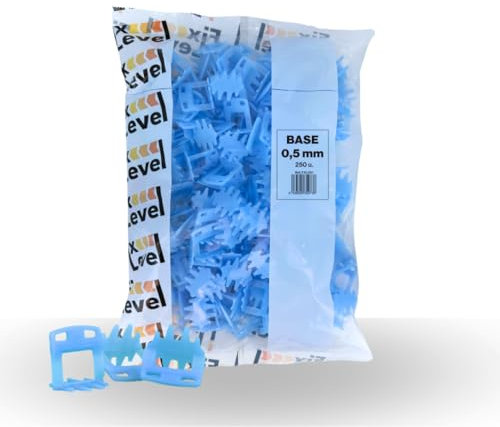 Sistema De Nivelación De Azulejos - FixLevel - Cuñas Niveladoras Suelo 0,5mm - Niveladores De Azulejos - Clips de Nivelacion 0,5mm - Medidas 0,5/1 / 2/3 mm - 250 u. (0,5 mm)