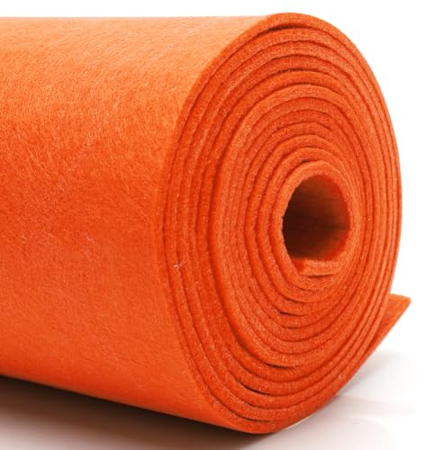 Gör-det-själv filt tyg 30 cm x 250 cm – 3 mm tjock hantverksfilt i enskilda färger – filttyg metervara för filt, filtfilt, stoppning, bilmattor, underlägg nålfilt 3 mm tjock (djup orange-röd)