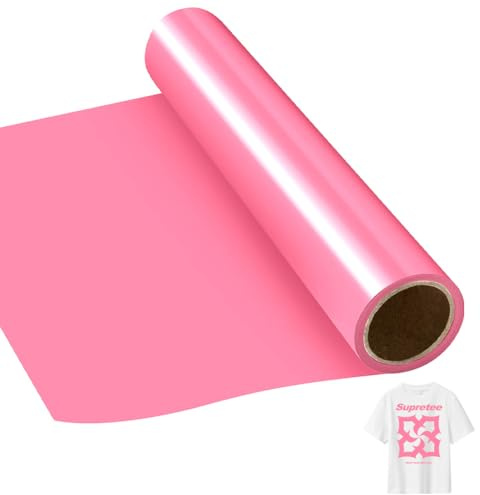 EUBSWA Plotterfolie vinylfolie, värmeöverföringsflexfolie med plotter verktyg för järn varm press, t-shirts och fler tyger (rosa – 30,5 x 506 cm)