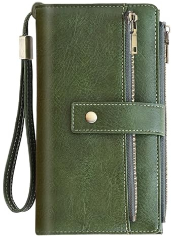 NEWIROVE Purses for Women, Ladies Wallet Large Womens Purse with 24 Card Slots RFID Wallet Women Pu Leather Wallets with Coin Pocket and Wrist Strap for Shopping, Dating. Green