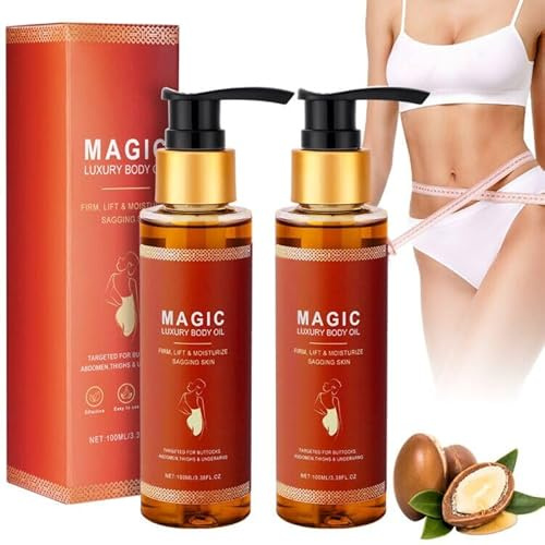 AOOWU Magic Olio per il Corpo, 2PC 100ml Magic Luxury Body Oil, Olio per il Corpo Rassodante, Idratante Olio per la Cura del Corpo, Idrata Intensamente e Attenua le Rughe Sottili, Per Tutto Il Corpo