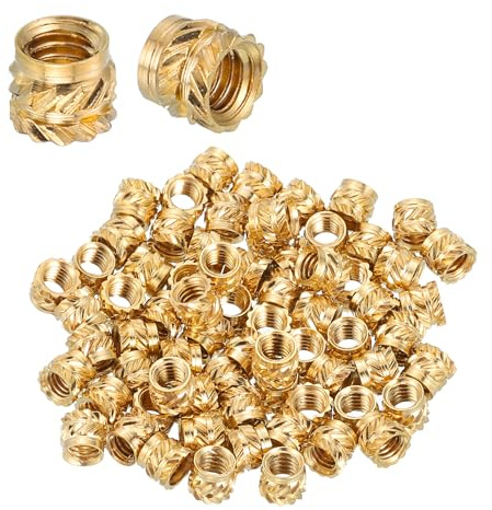 QUARKZMAN 48Pz Inserti Filettati, M2.5 x 3mm L x 4mm OD Inserti Dadi in Ottone Puro Dadi Zigrinati Metrici Femmina per Fissaggio a Caldo Dado Incorporamento per Componenti Stampa 3D