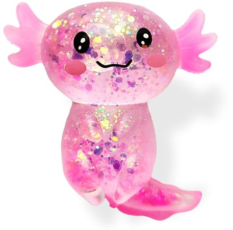 Axolotl Squishy Stress Relief Toy Glitter Fidget Toys Cute Malt Sugar Axolotl Toy Fidget Toys Adults Fidget Toy for Kids Youth Adult, Party Favors Anxiety Relief Squishy Toys(Pink)
