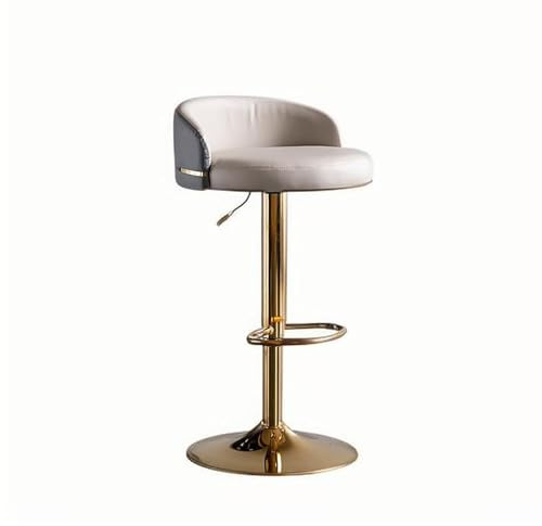 Moderna Barstolar I Metall Med Bänkhöjd, Snurrpall Konstläder Ryggstöd, Justerbar Köksö(Light Gray C,Tall)