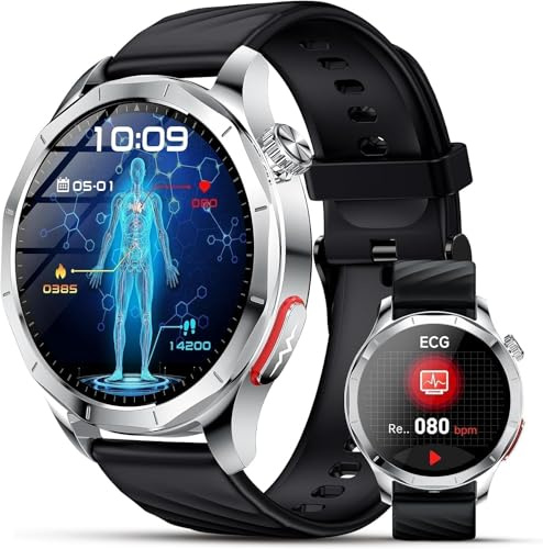 Lgnitek 2026 Nuovo Smartwatch Uomo Con ECG/HRV/BMI/Acido Urico/Lipidi, 1,43 AMOLED Orologio Salute Con 24H Frequenza Cardiaca/SpO2/Sonno/Chiamata SOS, Contapassi IP68,Per Android 9.0+ iOS 10.0+