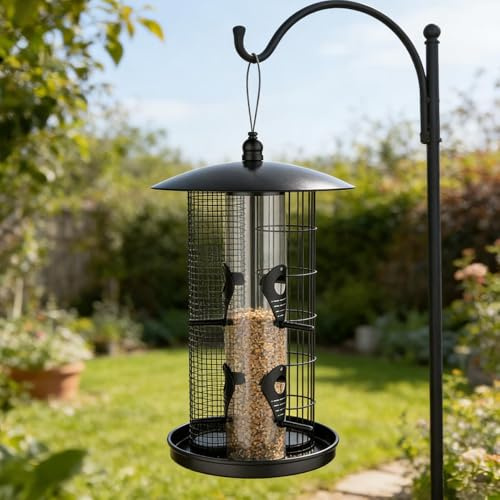 s para Aves de Exterior | A Prueba de Ardillas y de Gran Capacidad - de Exterior para Colgar - para Atraer Carboneros y Colibríes, Alimento, Jardín, Patio, Porche,