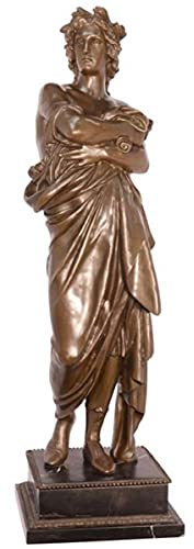 Lyxig bronsfigur Kejsar Augustus Brons/Svart 24 x 24 x H. 77 cm - Bronsskulptur med marmorbas - Dekorationsfigur
