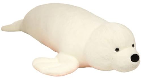 Jätte grönlandssäl-kastkudde, realistiskt Sealife gosedjur, fluffig plyschleksak, soffkudde, hemsängdekoration, perfekt present(White,100cm/39in)